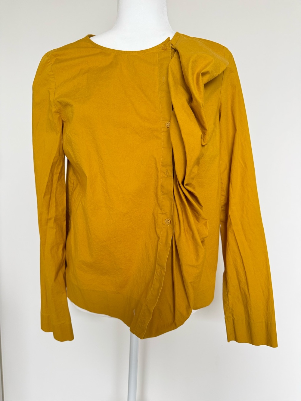 COS Mustard Ruffle-Front Long Sleeve Women's Top